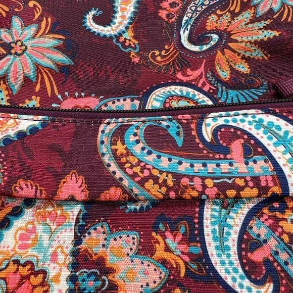 VERA BRADLEY RIPSTOP PACKABLE BACKPACK BURGUNDY & TEAL PAISLEY FLORAL main image 9
